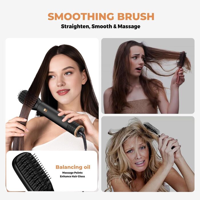 Набір для укладки волосся Hairstyler 5-в-1 з автозавиткою та феном, чорний