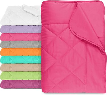Літня ковдра npluseins 135x200 см – легка, тонка, прохолодна, для кемпінгу, саду, гостей, рожева