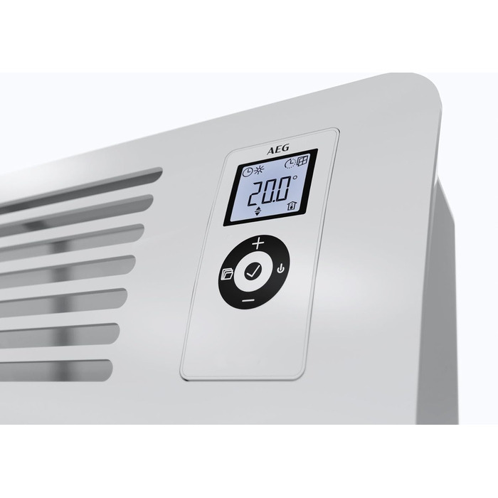 Електричний конвектор AEG WKL 1500 Comfort, 1500 Вт, енергоощадний, для 20 м², алюмінієва панель, VDE, LCD-дисплей, тижневий таймер, 120-хв. таймер, безшумний режим