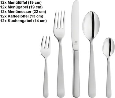 Столовий набір ZWILLING Trend на 12 персон, 60 предметів, нержавіюча сталь 18/10, полірований/матовий, сріблястий