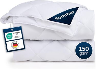 Літня ковдра Blumtal 155x220 см, сертифікат OEKO-TEX, легка стьобана ковдра, наповнення 150 г/м², м'яка, для літа