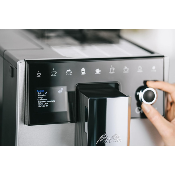 Кавоварка автоматична Melitta CI Touch з молочною системою, вбудованою кавомолкою та капучинатором, для еспресо й капучино, срібляста