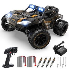 Радіокерований позашляховик DEERC 1:14 40 км/год, RC-трак 4x4 2.4 ГГц з LED-фарами, 2 акумулятори, іграшка для хлопчиків