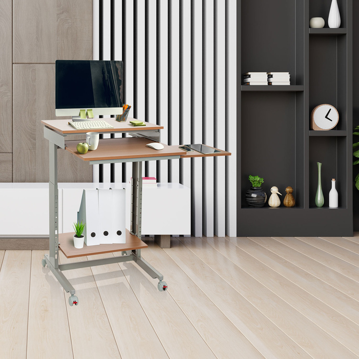 Комп'ютерний стіл-робоча станція WORKSTATION, сірий / бук, hjh OFFICE