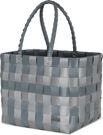 Плетена сумка-шопер normani з пластику, сіра, міцна, вінтажний стиль, 38x25x28 см