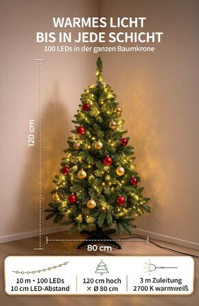 Штучна ялинка 4smile з LED-підсвіткою, 150 см, святкова ялинка з гірлядою (стандарт, 120 см)
