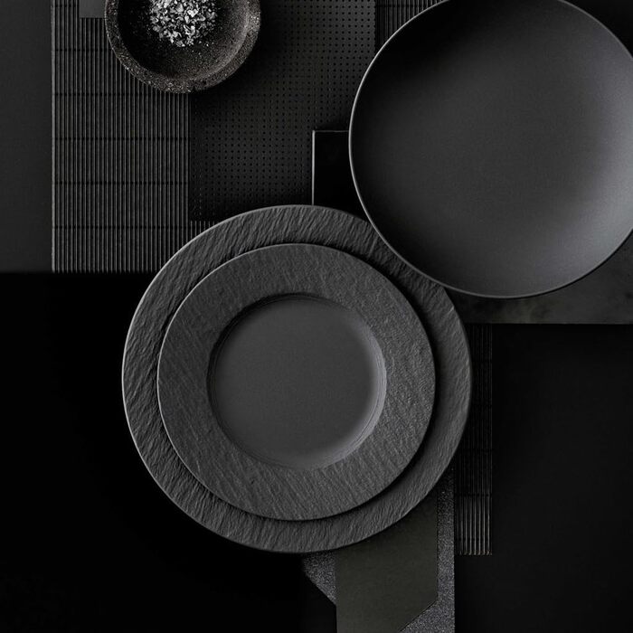 Сніданковий набір Villeroy & Boch Manufacture Rock, 6 предметів, преміальна порцеляна, чорний, для 2 осіб