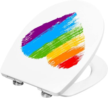 Сидіння для унітазу Cornat Rainbow, білий, термопласт, з малюнком веселки, плавне закривання, легке очищення