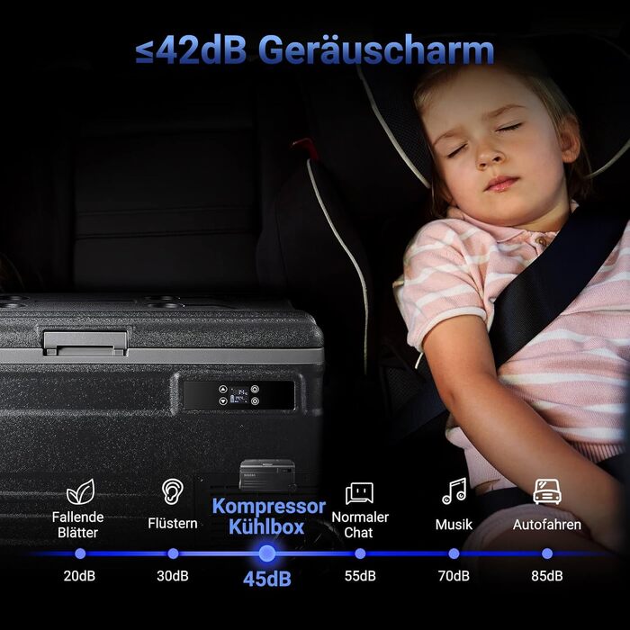 Автомобільний компресорний холодильник AAOBOSI 74L з Wi-Fi, LED, 12/24V/220V для кемпінгу, подорожей, авто, човна