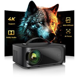 Smart-проектор ONOAYO 4K HDR10 з Dolby Audio, 15000 ANSI люмен, WiFi 6, Bluetooth 5.4, підтримка 800+ додатків, міні-беамер для домашнього кінотеатру, чорний