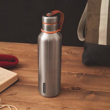 Термобутилка BLACK+BLUM 750 мл, вакуумна, нержавіюча сталь, оранжева, 12 годин гаряче, 24 години холодне, герметична, BPA Free, ретро-дизайн