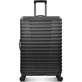 Валіза U.S. Traveler Boren, жорсткий корпус з полікарбонату, міцна, 8 обертових коліс, алюмінієва ручка, чорна, велика 30 дюймів