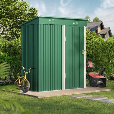 Металевий сарай для інструментів Bealife 180x162x95 см, сталевий садовий шоп, вуличний склад, господарський будиночок для двору, тераси, газону (Зелений)