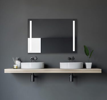 Дзеркало для ванної кімнати Talos Light LED 80x60 см з підсвічуванням, нейтральним білим світлом, алюмінієвою рамою, сучасний дизайн