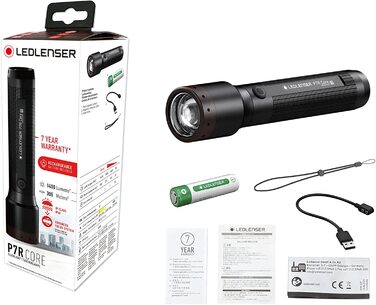 Ліхтарик Ledlenser P7R Core, 1400 лм, акумуляторний, водонепроникний, з фокусуванням, дальність 300 м, до 90 годин, магнітна зарядка