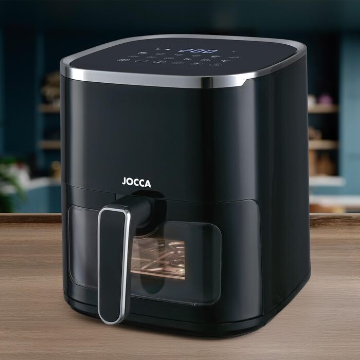Аерофритюрниця JOCCA 5L 1450W з LED сенсорним екраном, регулюванням температури та функцією енергозбереження, чорна