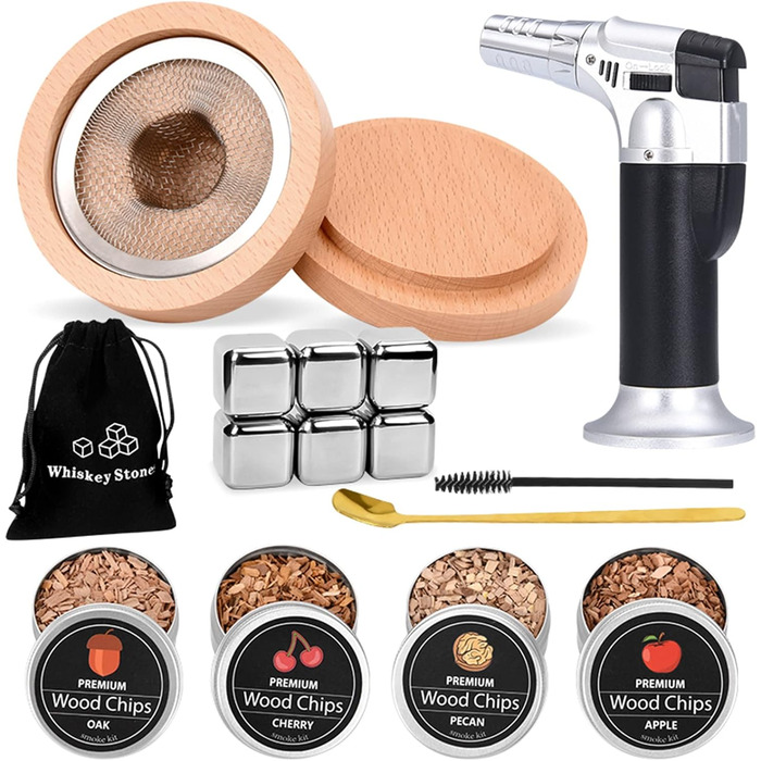 Набір для копчення коктейлів Cocktail Smoker Kit MKNZOME: для віскі, коктейлів, вина, кави та м'яса