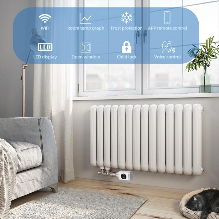 Розумний термостат для радіатора SALCAR TRV801W WiFi LCD, сумісний з Alexa та Google Home, Tuya Smart, без шлюзу