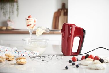 Міксер ручний Russell Hobbs Desire Red 5 швидкостей + турбо, насадки для тіста, кнопка виштовхування, підставка