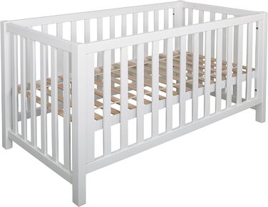 Дитяче ліжечко Betten-ABC Bubema Nils Classic 70x140 см, біле, лаковане дерево