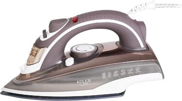 Парова праска Adler AD5030, 3000 Вт, керамічна підошва, самоочищення, захист від накипу, коричнева/сіра/біла