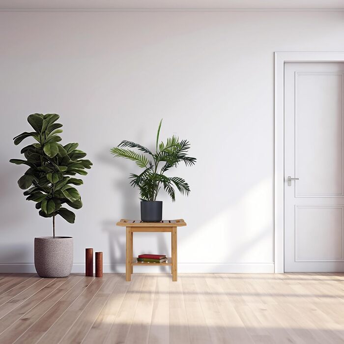 Бамбуковий табурет для ванної Relaxdays з полицею та ручками, 45x55x40.5 см, натуральний колір