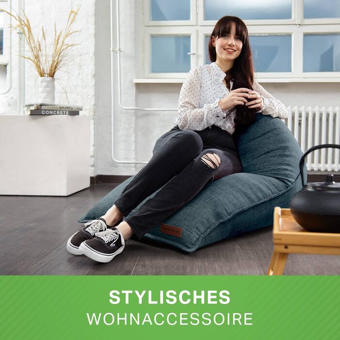 Сидіння-мішок Green Bean Трикутний 150x100x100 см, 220 л, блакитний, м'який, наповнювач EPS, знімний чохол, для дому, підлоги, XXL