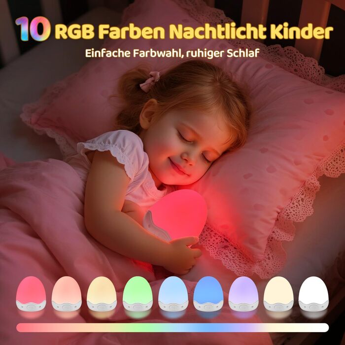 Сенсорна настільна нічна лампа з RGB-підсвіткою (10 кольорів), диммером та акумулятором 3600mAh, біла
