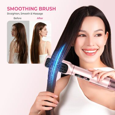 Atopskins Airbrush Haarstyler 5-в-1: Фен-щітка, стайлер для волосся з гарячим повітрям, випрямляч, плойка (Червоний)