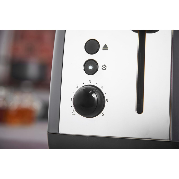 Тостер Russell Hobbs Colours Plus Edelstahl на 2 тости, сірий. З широкими слотами, підставкою для булочок, 6 режимів підсмажування, розморожуванням, функцією Lift & Look, 1600 Вт