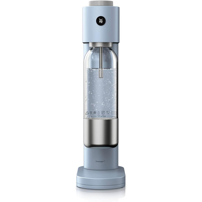 Автоматичний сифон для води WMF Element One зі сталі, світло-блакитний — газовий сифон для створення газованої води з 3 рівнями інтенсивності