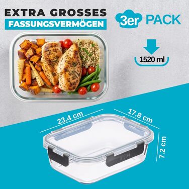 Набір скляних контейнерів для їжі Igluu Meal Prep (10 шт) — 370 мл та 1050 мл, герметичні ланч-бокси для зберігання продуктів