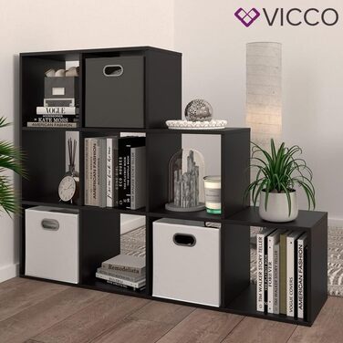 Сходова етажерка Vicco, чорна, 142.2 x 107.8 см – стелаж для зберігання