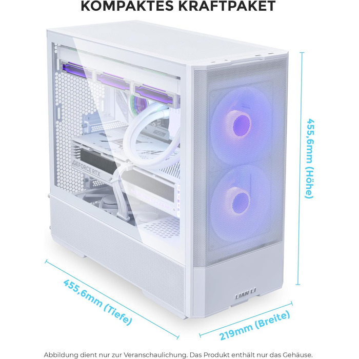 Lian Li LANCOOL 207 Білий ігровий корпус для ПК ATX, Midi Tower з RGB-підсвічуванням, підтримка відеокарт до 375 мм, радіатор до 360 мм, сталева конструкція, загартоване скло