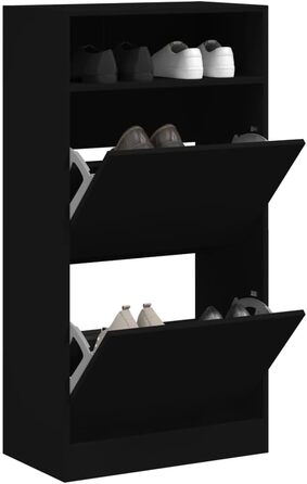 vidaXL Шафа для взуття чорна 60x34x116 см, ДСП