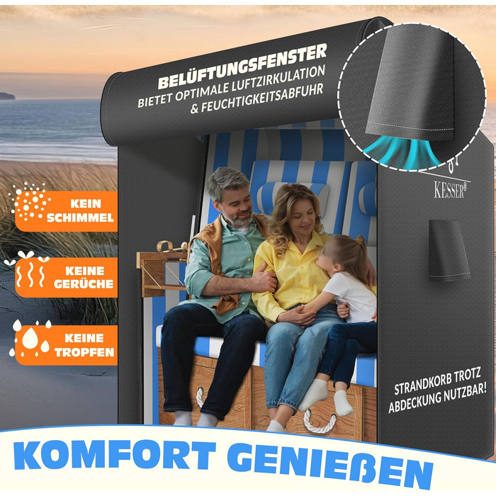 Чохол для плетеного крісла-гойдалки KESSER® Преміум (120x90x160 см), водонепроникний, зимовий, захист від УФ, 600D Oxford, антрацит