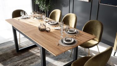 Розсувний обідній стіл Newfurn, 160-200 см, антрацит, Сонома, сучасний дерев'яний стіл для їдальні та кухні, 160x75x90 см
