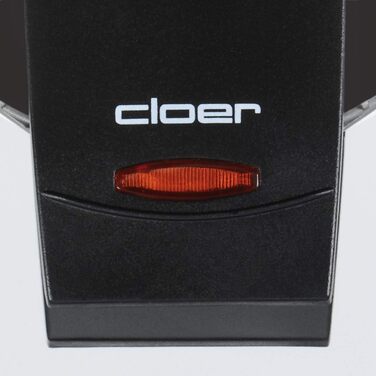 Вафельниця Cloer 1620 для класичних вафель-сердець, 930 Вт, діаметр 15,5 см, регульована ступінь підсмажування, чорна, 1 вафля