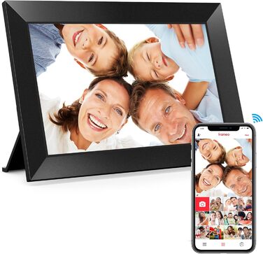 Цифровий фоторамка Frameo 10.1 дюйма WiFi, IPS сенсорний екран, 32GB, автоматичне обертання, для стін, миттєва відправка фотографій