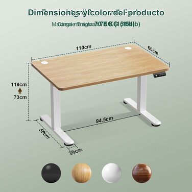 Електричний регульований стіл JUMMICO Standing Desk 110x60 см, бежевий - з функцією пам'яті