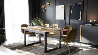 Розсувний обідній стіл Newfurn, 160-200 см, антрацит, Сонома, сучасний дерев'яний стіл для їдальні та кухні, 160x75x90 см