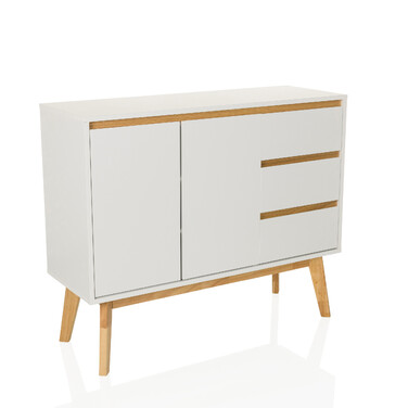 Сервант / комод TAROLO I 97x34x80 см 3 шухляди 2 двері білий hjh LIVING