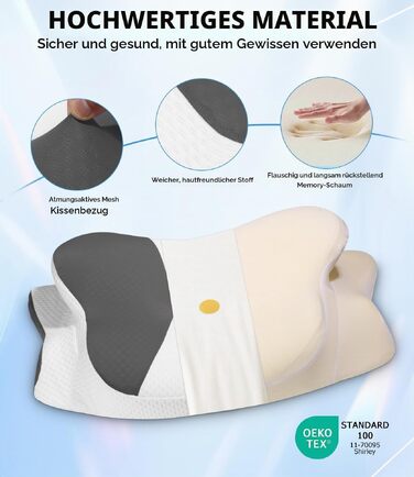 Ортопедична подушка з ефектом пам'яті (Memory Foam) для шиї та голови, ергономічна антихрапічна подушка для сну на боці, спині та животі
