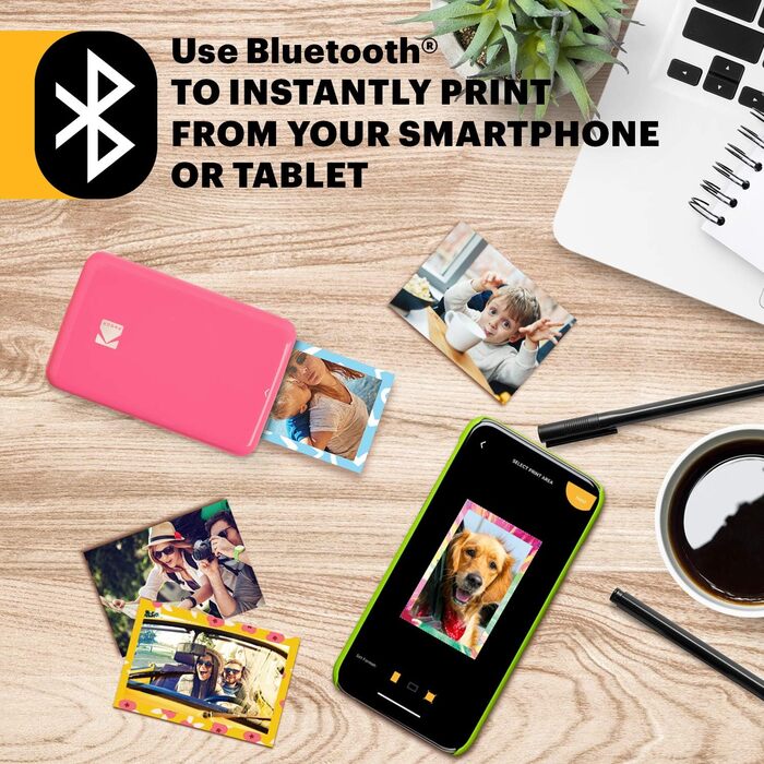 Фотодрук KODAK Step: Портативний міні-друк фото з телефону, Bluetooth, iOS/Android, рожевий