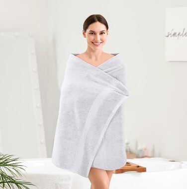 Рушники для ванни Utopia Towels, сріблясті – комплект 4 шт., преміум 100% бавовна 600 г/м², швидковисихаючі, дуже вбираючі, м’які, для щоденного використання