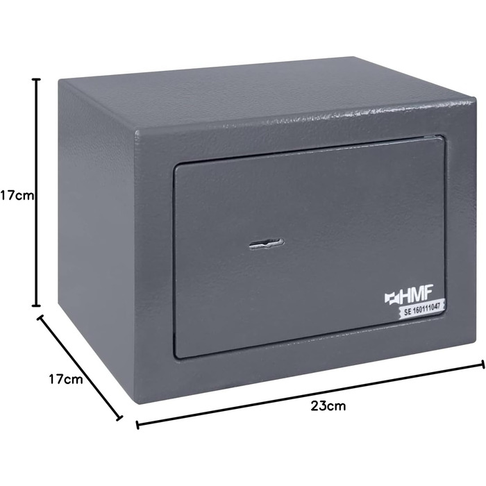 Сейф HMF 49216-11 для меблів, малий, з ключем, 23x17x17 см, антрацит