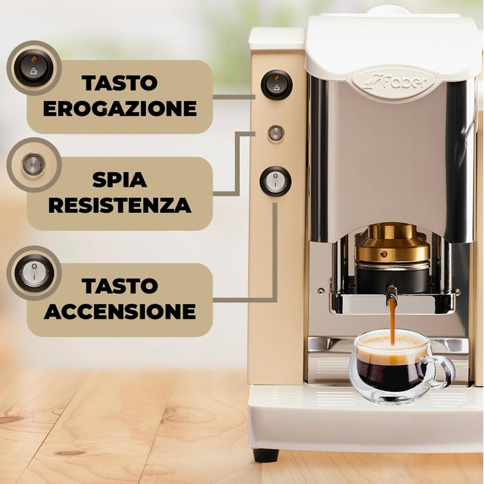 Кавомашина FABER 44 мм Бургундія/Чорна, Металевий корпус, Мідний темпер (Ivory/White)
