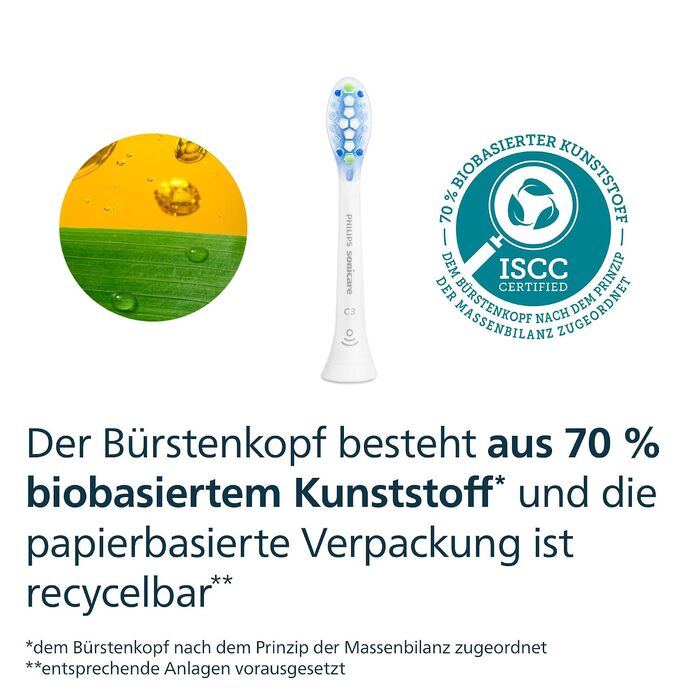 Змінні насадки для електричної зубної щітки Philips Sonicare C3 Premium Plaque Defense, білі, 6 шт., HX9046/87