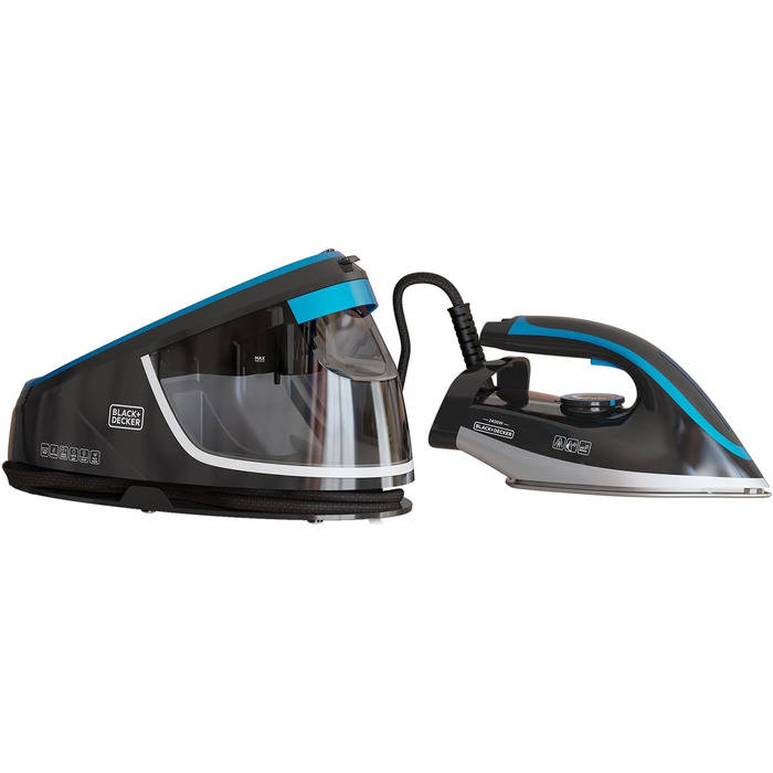 Парова праска-станція BLACK+DECKER BXSS2401E, 2400 Вт, знімний бак 1,5 л, паровий удар 200 г/хв, регулювання температури, ECO-режим, готовність за 1 хвилину
