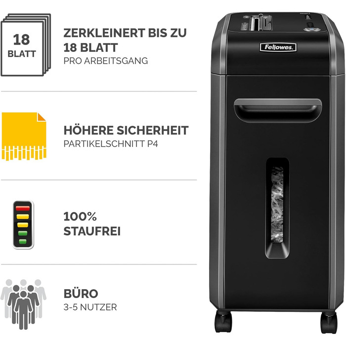 Fellowes Aktenvernichter High Security P5: Шредер для офісу, Microcut, 30л кошик, 2000 частинок/лист